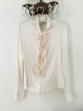 Load image into Gallery viewer, Vintage Italian Pure Silk Ruffle Blouse (S/M)