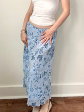 Load image into Gallery viewer, Vintage Blue Polka Dot Reversible Midi Skirt (S)