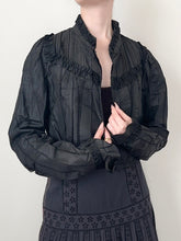 Load image into Gallery viewer, Antique Victorian Black Silk Satin Bodice (XS/S)