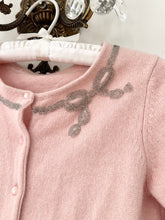 Load image into Gallery viewer, Pink Vintage 1950s Style Beaded Bow Cardigan Sweater