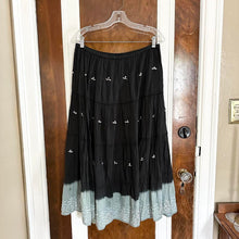Load image into Gallery viewer, Black and Grey Cotton Silver Sequin Boho Fairy Skirt (L, 30”)