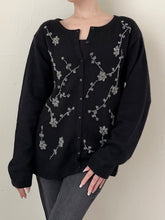 Load image into Gallery viewer, Silk Angora Blend Floral Beaded Cardigan (L)