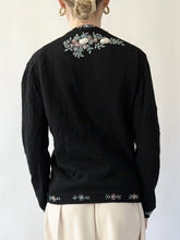 Load image into Gallery viewer, Black Light Bright 1950s Beaded Cardigan (S)
