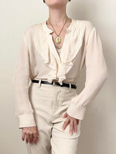 Load image into Gallery viewer, Pure Silk Y2K 2000s Ruffle Blouse (S)