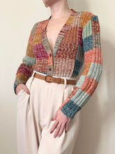 Load image into Gallery viewer, 70s Colorful Autumn Cardigan Sweater (S)