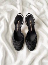 Load image into Gallery viewer, Beaded Satin Slingback Kitten Heels (7)
