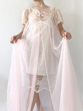 Load image into Gallery viewer, Pink Bow 70s Sheer Peignoir (M)
