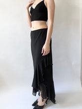 Load image into Gallery viewer, Jet Chiffon Mermaid Ruffle Skirt (S)