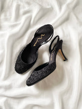 Load image into Gallery viewer, Beaded Satin Slingback Kitten Heels (7)