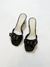 Load image into Gallery viewer, Black Buckle Vintage Patent Kitten Block Heels Mules (7)