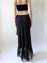 Load image into Gallery viewer, Jet Chiffon Mermaid Ruffle Skirt (S)