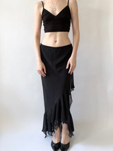 Load image into Gallery viewer, Jet Chiffon Mermaid Ruffle Skirt (S)