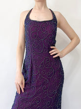 Load image into Gallery viewer, 90s Plum Beaded Gown (S)