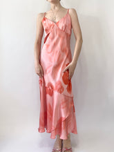 Load image into Gallery viewer, 90s Silk Hibiscus Flower Mermaid Slip Gown (L)