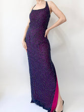 Load image into Gallery viewer, 90s Plum Beaded Gown (S)