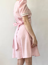 Load image into Gallery viewer, Pink Gingham 1960s Puff Sleeve Mini Dress (XS)