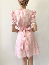 Load image into Gallery viewer, Pink Gingham 1960s Puff Sleeve Mini Dress (XS)