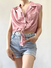 Load image into Gallery viewer, 1950s Pink Tie Crop Top Blouse (S/M)
