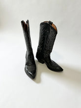 Load image into Gallery viewer, Black Vintage Patent Cowgirl Boots (5.5)