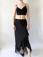 Load image into Gallery viewer, Jet Chiffon Mermaid Ruffle Skirt (S)