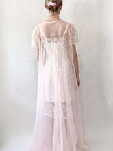 Load image into Gallery viewer, Pink Bow 70s Sheer Peignoir (M)