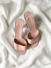 Load image into Gallery viewer, Chanel Pink CC Floral Kitten Mules (6.5)