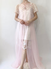 Load image into Gallery viewer, Pink Bow 70s Sheer Peignoir (M)