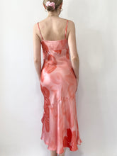 Load image into Gallery viewer, 90s Silk Hibiscus Flower Mermaid Slip Gown (L)