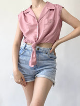 Load image into Gallery viewer, 1950s Pink Tie Crop Top Blouse (S/M)