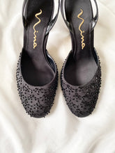 Load image into Gallery viewer, Beaded Satin Slingback Kitten Heels (7)