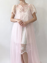 Load image into Gallery viewer, Pink Bow 70s Sheer Peignoir (M)