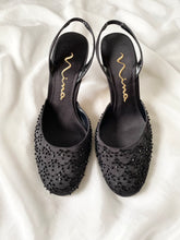Load image into Gallery viewer, Beaded Satin Slingback Kitten Heels (7)