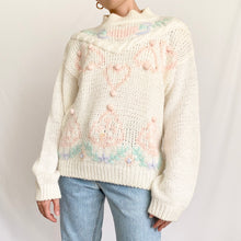 Load image into Gallery viewer, Chunky Pom Pom Heart Mock Neck Sweater (M)