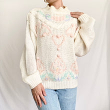 Load image into Gallery viewer, Chunky Pom Pom Heart Mock Neck Sweater (M)