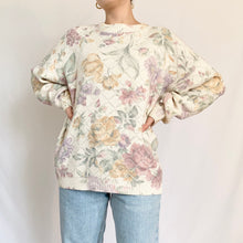 Load image into Gallery viewer, 1980s Vintage Floral Watercolor Pointelle Sweater (M)