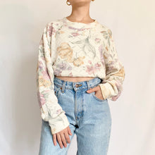 Load image into Gallery viewer, 1980s Vintage Floral Watercolor Pointelle Sweater (M)