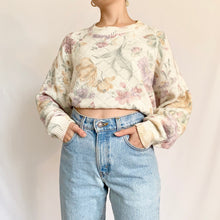 Load image into Gallery viewer, 1980s Vintage Floral Watercolor Pointelle Sweater (M)