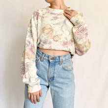 Load image into Gallery viewer, 1980s Vintage Floral Watercolor Pointelle Sweater (M)