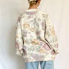 Load image into Gallery viewer, 1980s Vintage Floral Watercolor Pointelle Sweater (M)