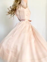 Load image into Gallery viewer, 1950s Pink Organza Belted Bow Pleated Party Dress (XS-S)
