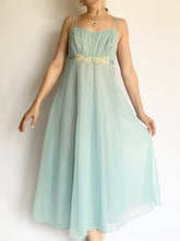 Load image into Gallery viewer, 1950s Vintage Sheer Blue Nylon Slip Dress (XS-S)