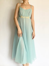 Load image into Gallery viewer, 1950s Vintage Sheer Blue Nylon Slip Dress (XS-S)
