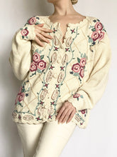 Load image into Gallery viewer, Romantic Embroidered Rosette Cardigan Sweater (S)