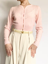 Load image into Gallery viewer, Pink 1950s Pointelle Cardigan (XS)