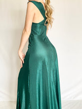 Load image into Gallery viewer, Emerald Green Vintage Pinstripe Slip Dress