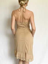 Load image into Gallery viewer, Gold Shimmer Y2K Halter Dress (S-M)