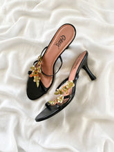Load image into Gallery viewer, 2000s Black Carlos Santana Open Toe Strappy Flower Heels (10)