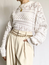 Load image into Gallery viewer, Snowfall Knit Pointelle 1980s Sweater (M)