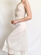 Load image into Gallery viewer, Sheer White Lace Bodice Vintage Slip Dress (XS)