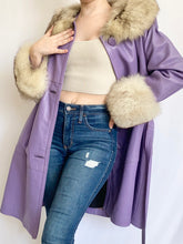 Load image into Gallery viewer, 1970s Lilac Genuine Leather Pennylane Fur Trim Coat (8)